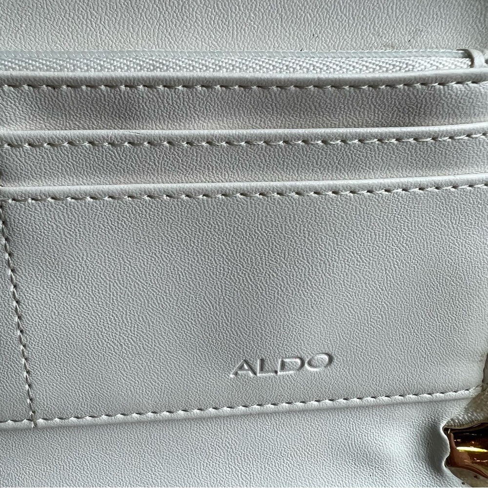 Aldo White Laser-Cut Clutch with Gold Corner Accent - Picture 11 of 14